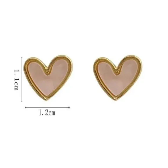 NEW Delicate Dainty Pink Sweet Heart Shaped Precious Gold Stud Earrings A0113 - Picture 11 of 14